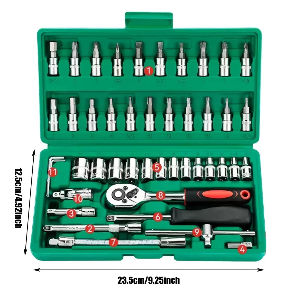 Kit 46 pièces – Outils mécaniques avec douilles et clé à cliquet