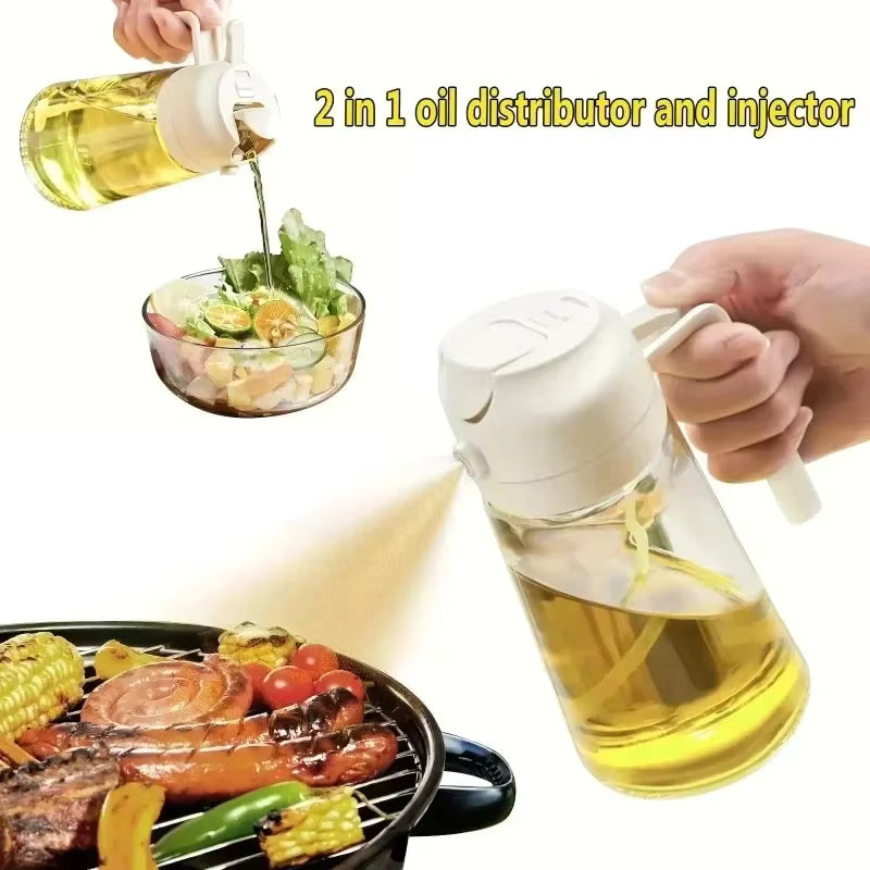 Spray d'huile 2 en 1 /500ml, pour bouteille d'huile de cuisine, lave-huile, vinaigre, Sauce soja, conteneurs de pulvérisation